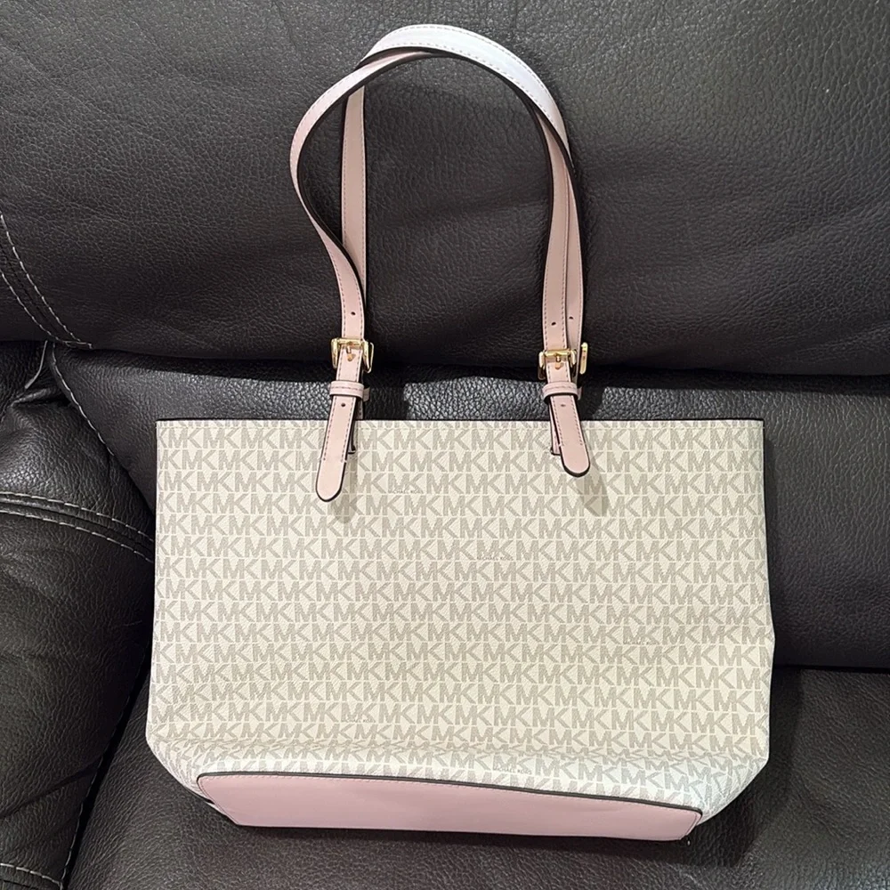 Michael kors signature multi blush medium double pocket tote